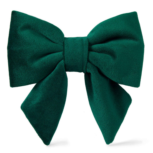 Forest Green Velvet Holiday Lady Dog Bow: