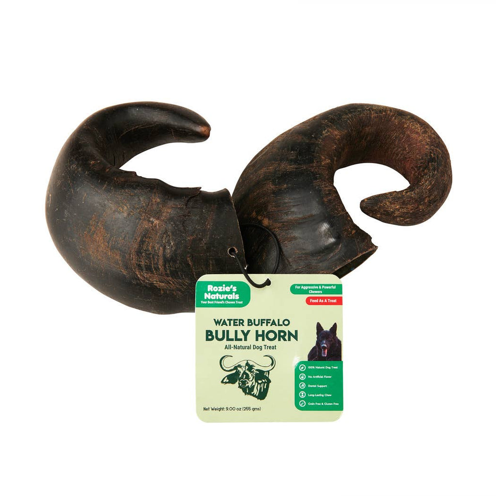 WATER BUFFALO HORN- 100% Natural, Dental Dog Chews & Treat : LARGE-7oz