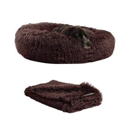 Donut Shag Bundle Bed and Blanket Dark Chocolate 30"x30"