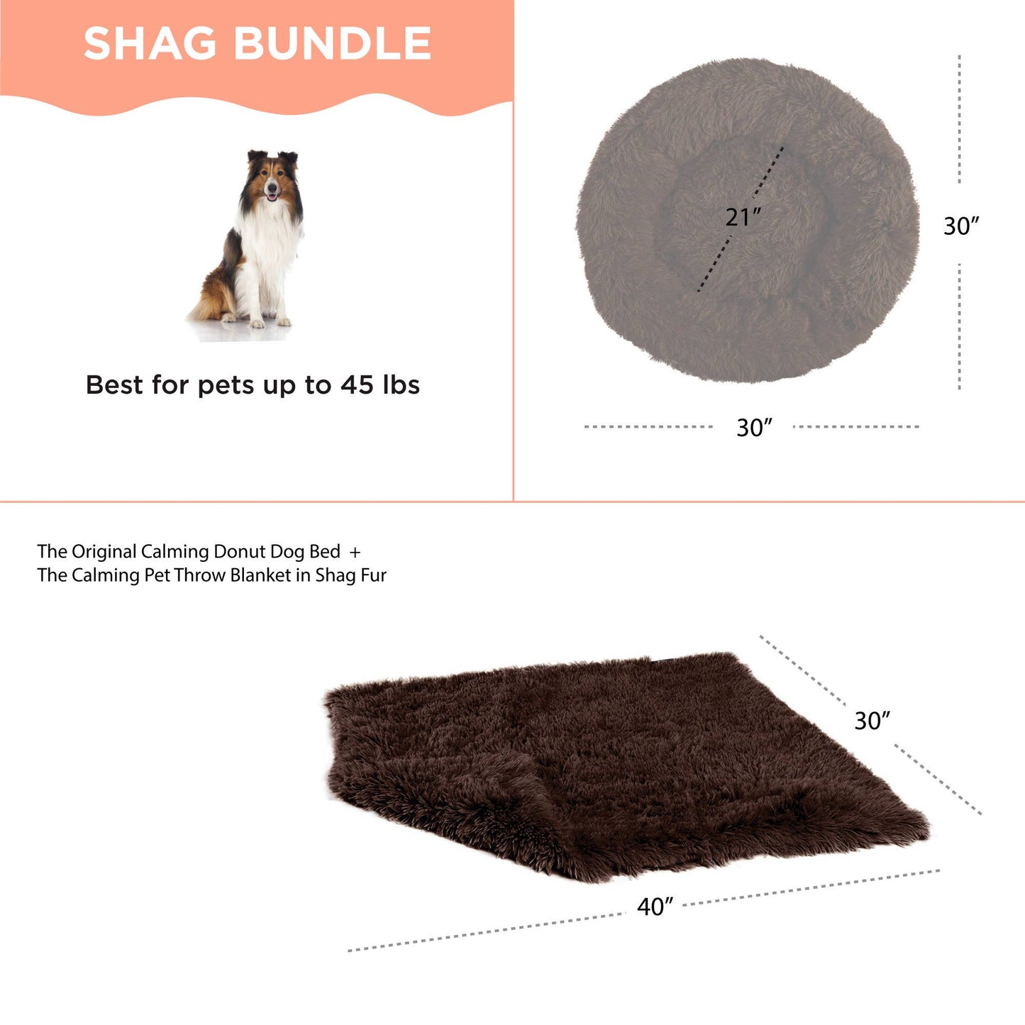 Donut Shag Bundle Bed and Blanket Dark Chocolate 30"x30"