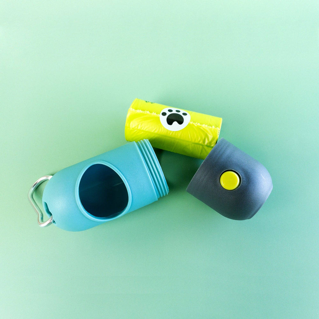 Poop Bag Dispenser with LED Flashlight: Seafoam