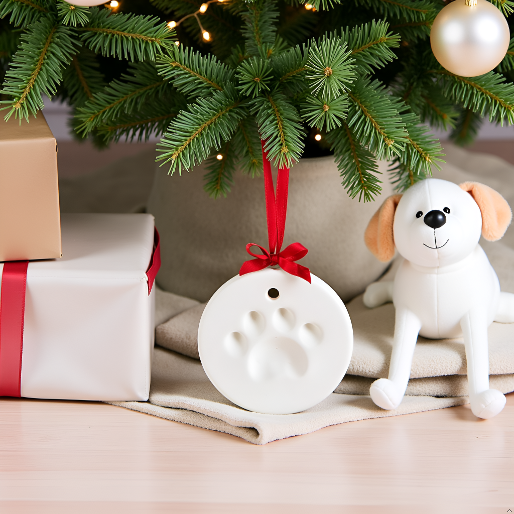 Pet Pawprint Christmas Keepsake Ornament