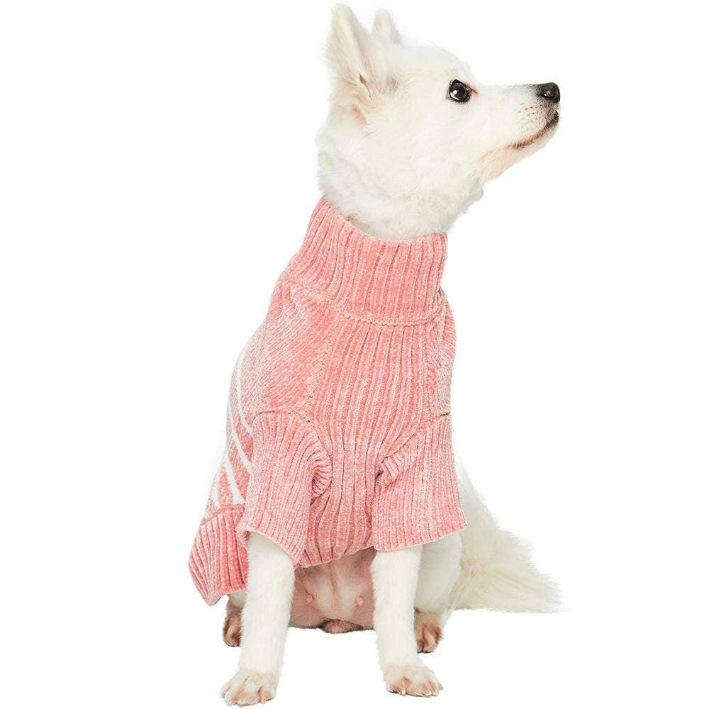 Dog Sweater, Chenille Classy Striped Sweater, Dusty Rose