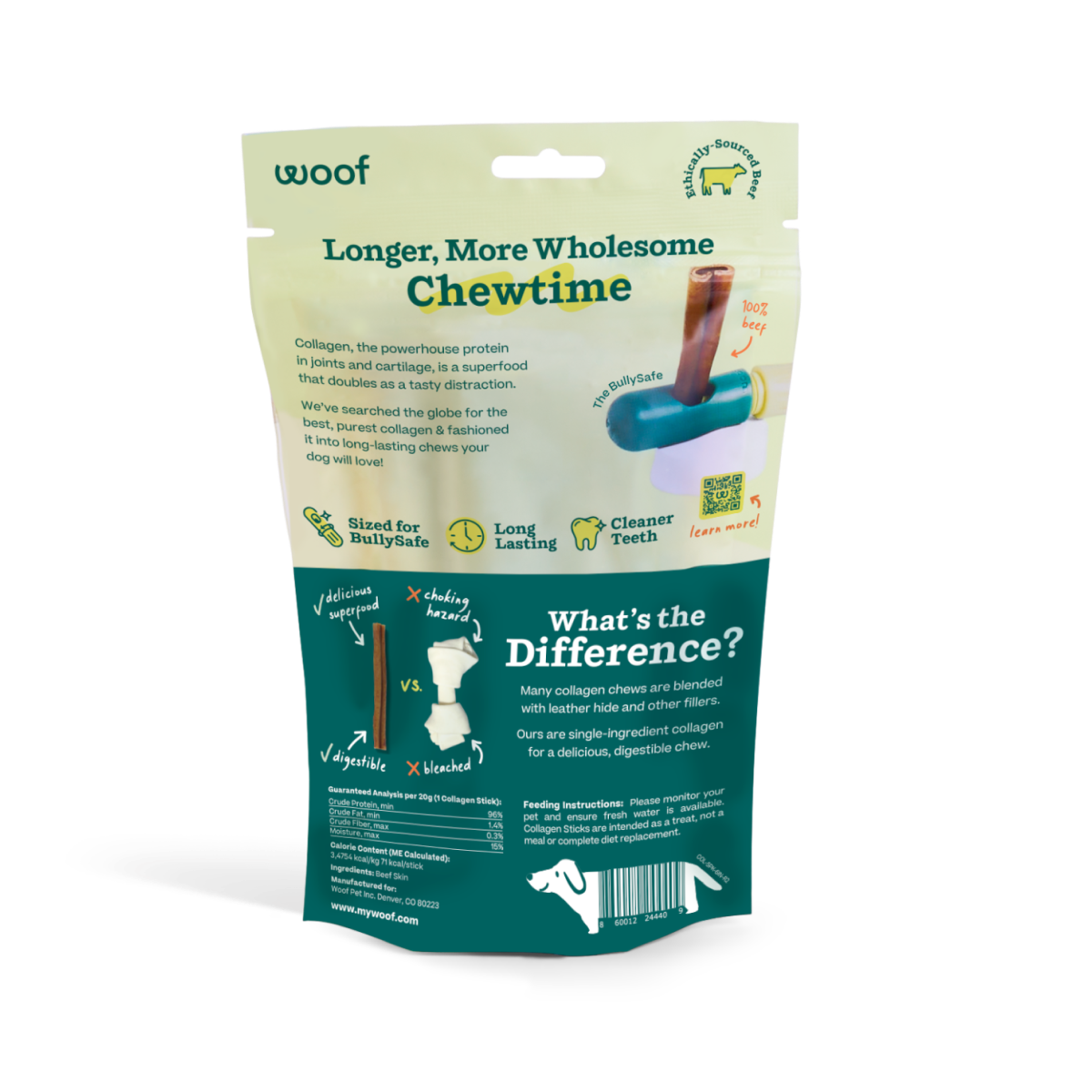 BullySafe Chews - Pure Collagen: Beef / 12-inch 5 pack