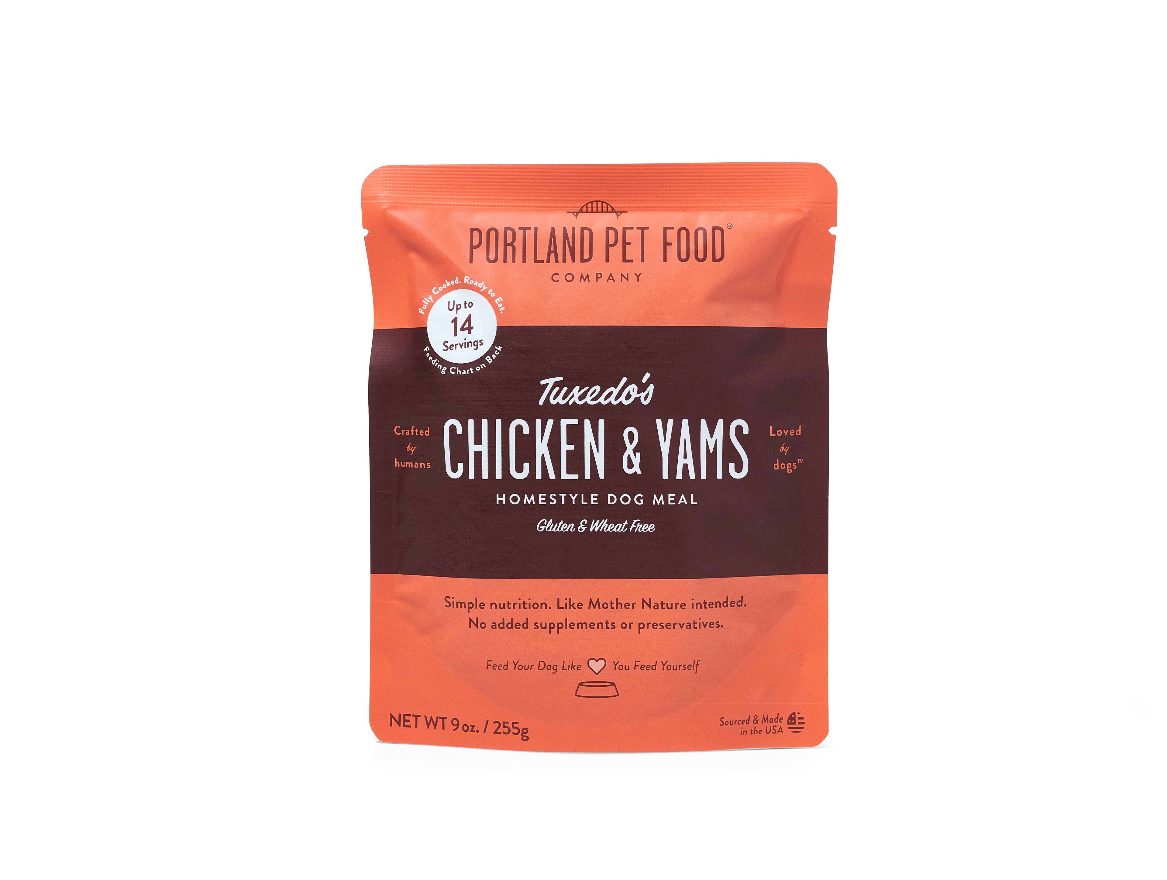 Tuxedo's Chicken & Yams Human Grade Fresh Wet Food Dog Pouch