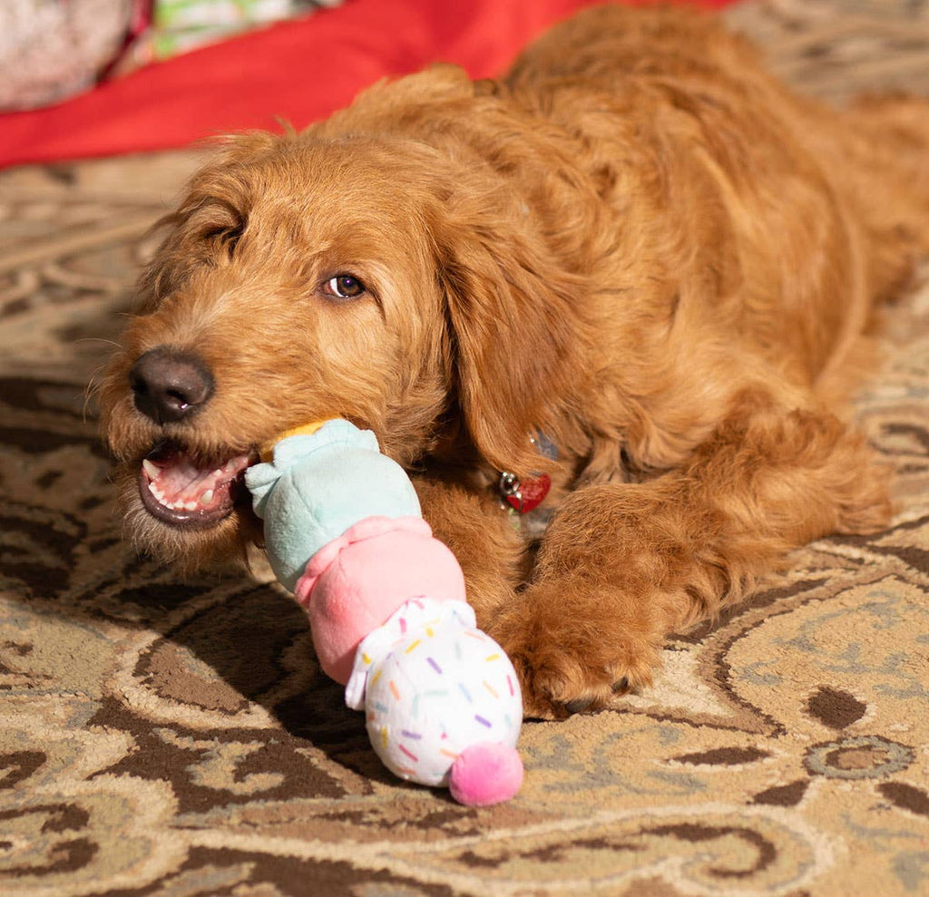ThoozyPet Birthday 3-Scoop Ice Cream Cone Plush Dog Toy 12"