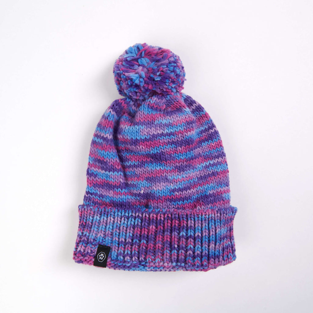 Human Pompom Hat - Purple & Lavender: OS