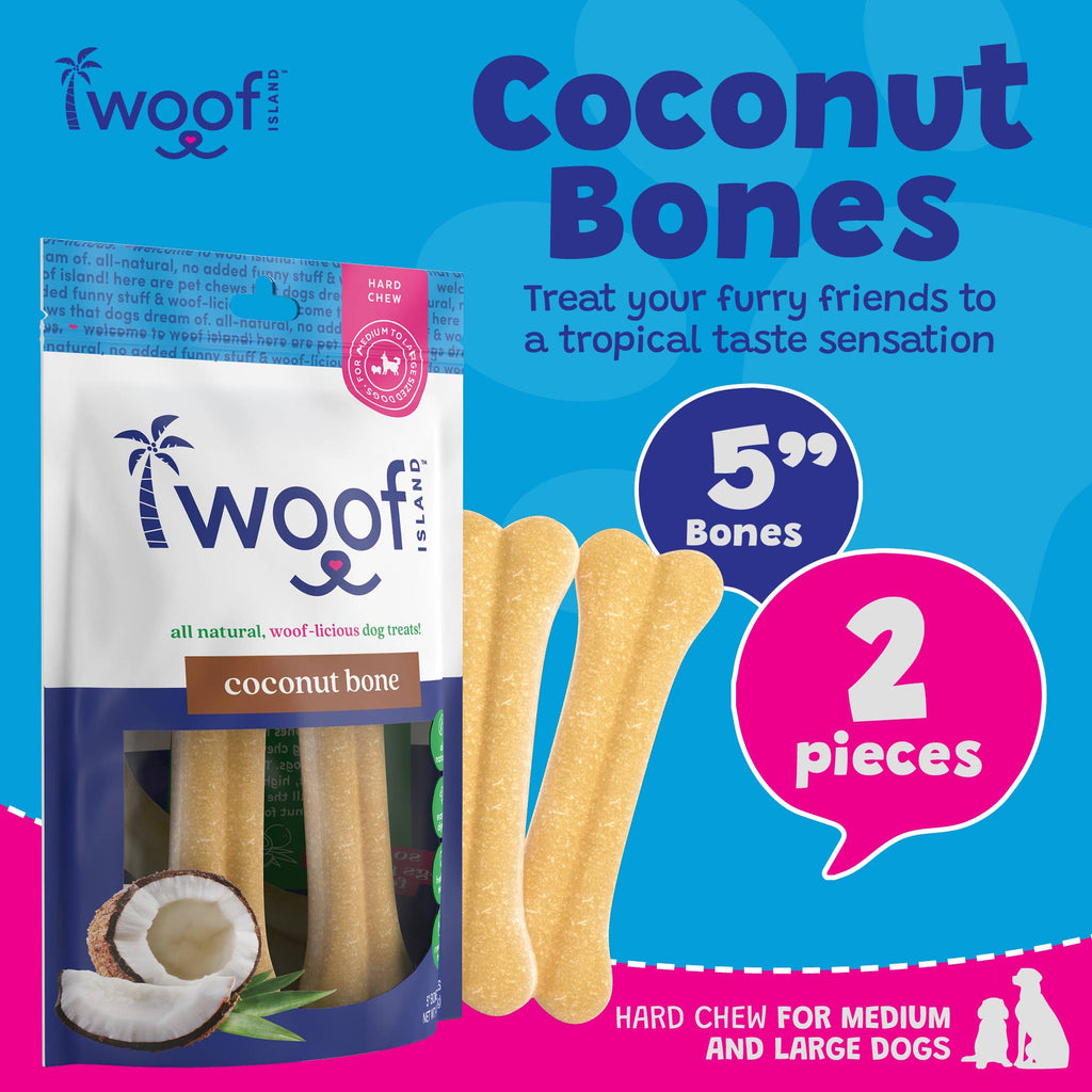 Coconut Dog Bones Premium Treats 2 Count: Single Bag
