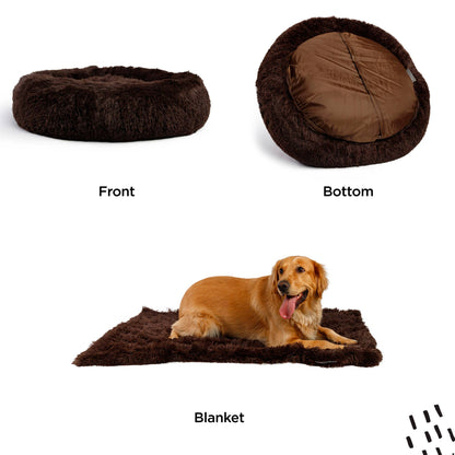 Donut Shag Bundle Bed and Blanket Dark Chocolate 36"x36"