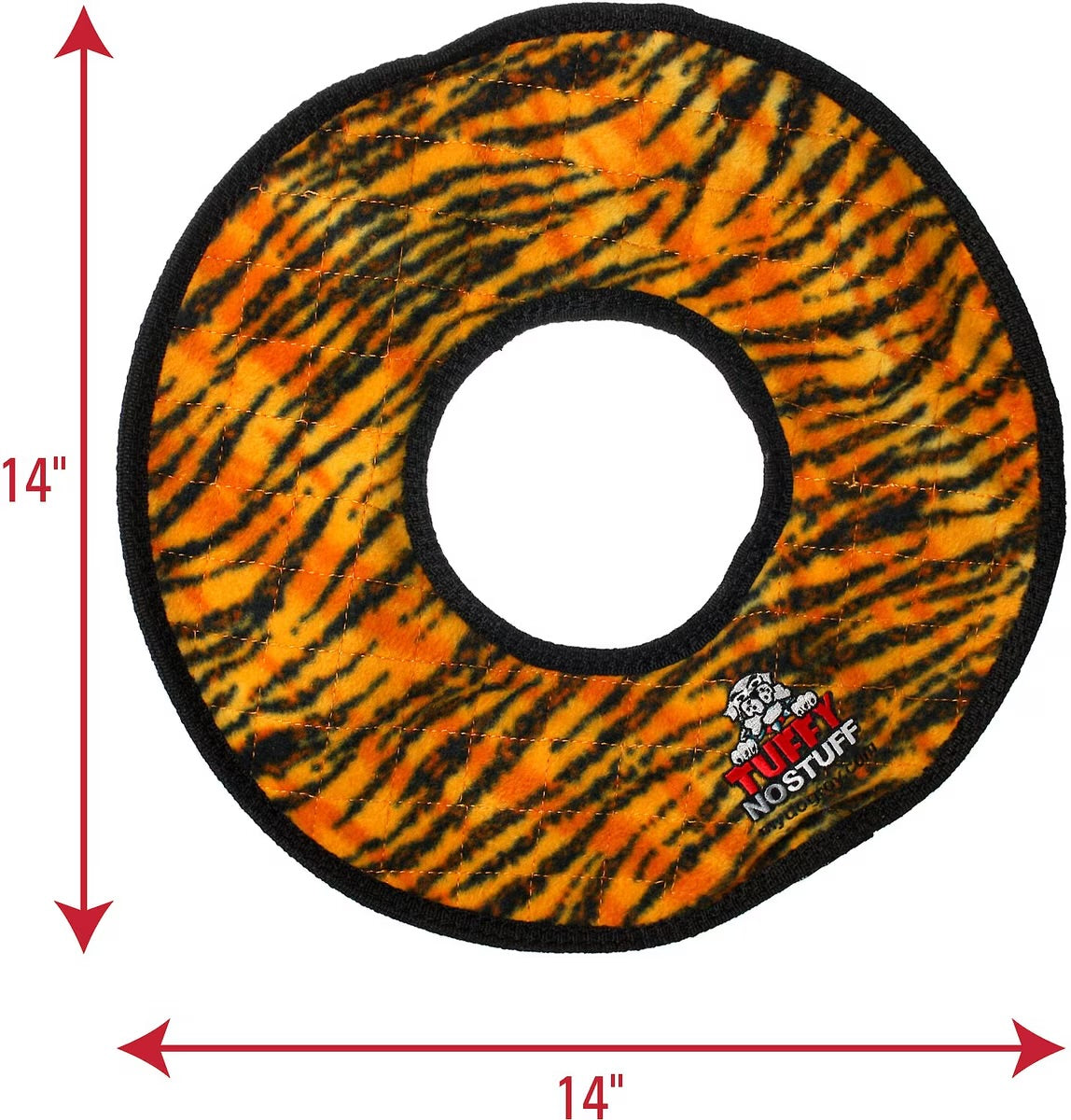 No Stuff Mega Ring Squeaky Plush Dog Toy, Tiger