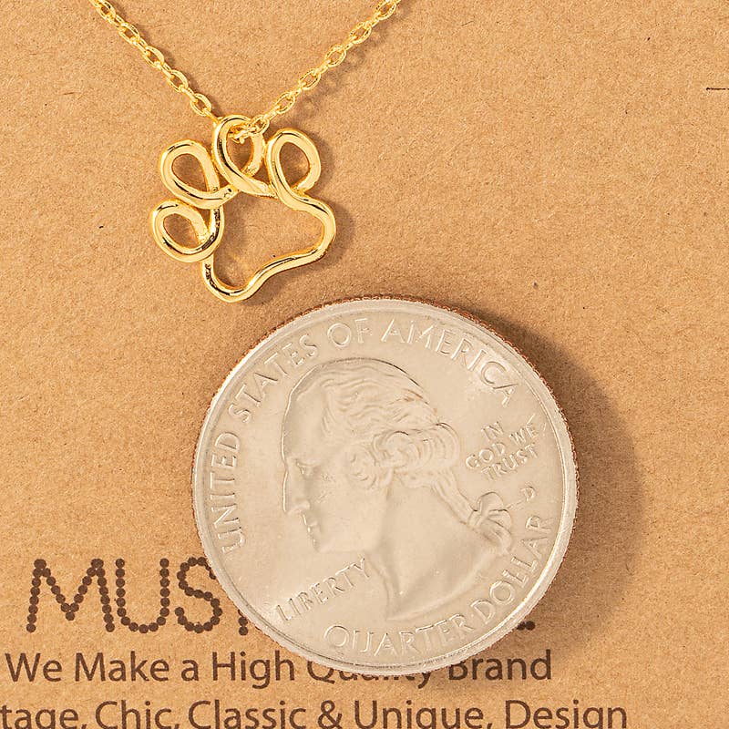 Gold Dipped Wire Paw Pendant Necklace: G