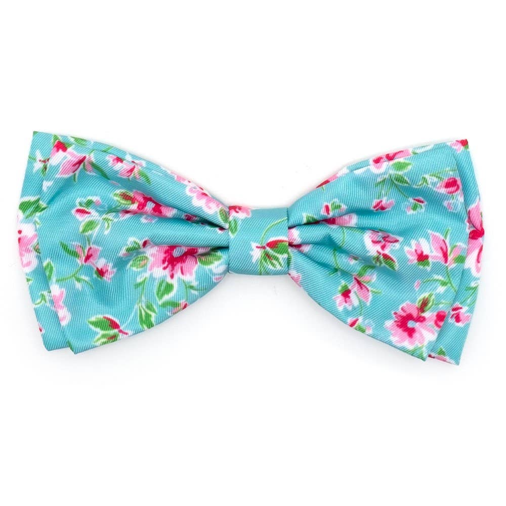 Watercolor Floral Bow Tie: Teal / Small