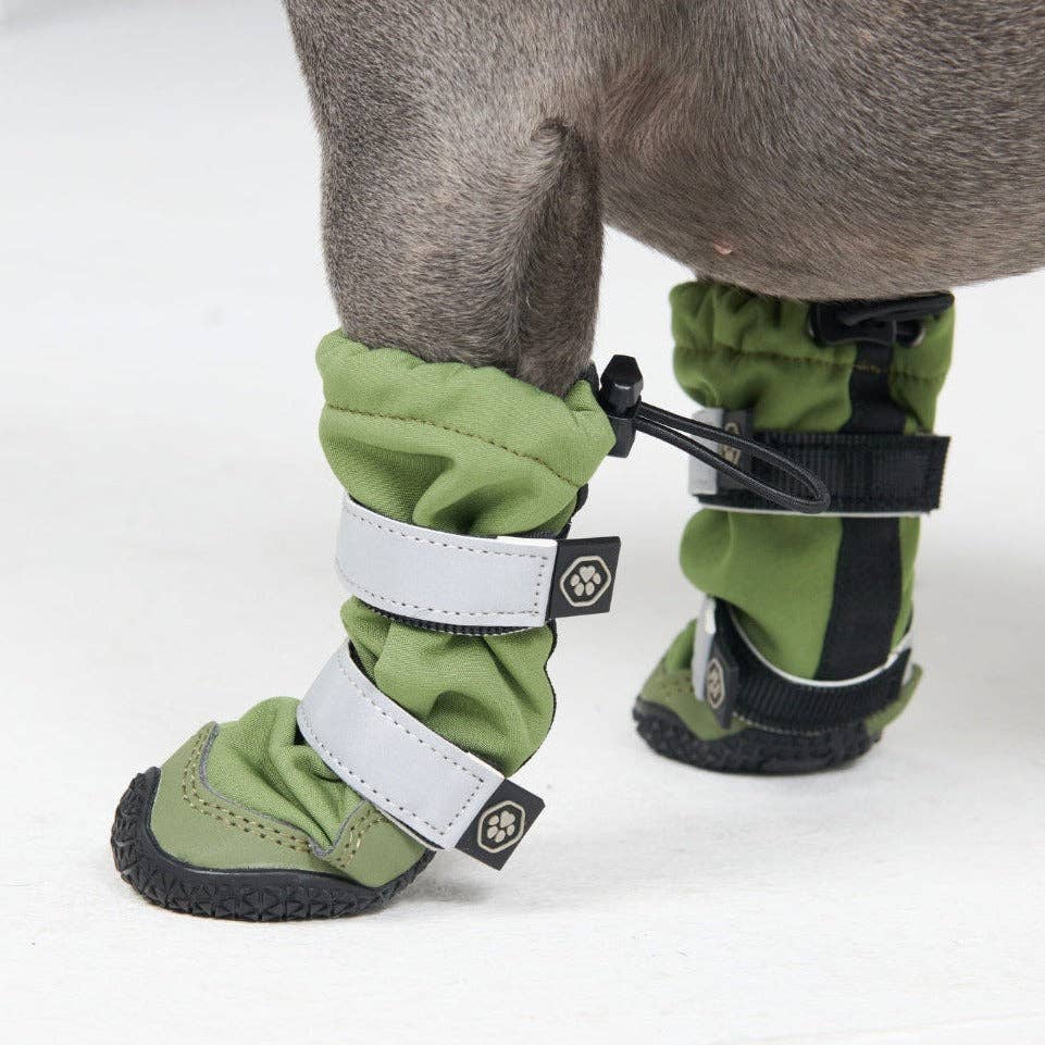 Flex Shell Water-resistant Dog Boots - Green: Green Boots / Size 8) for 74-91lbs/33.5-41.5kg