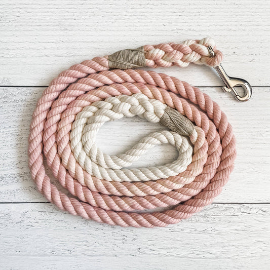 Powder Pink Leash: 4 Feet / Solid / 3/8 Inch