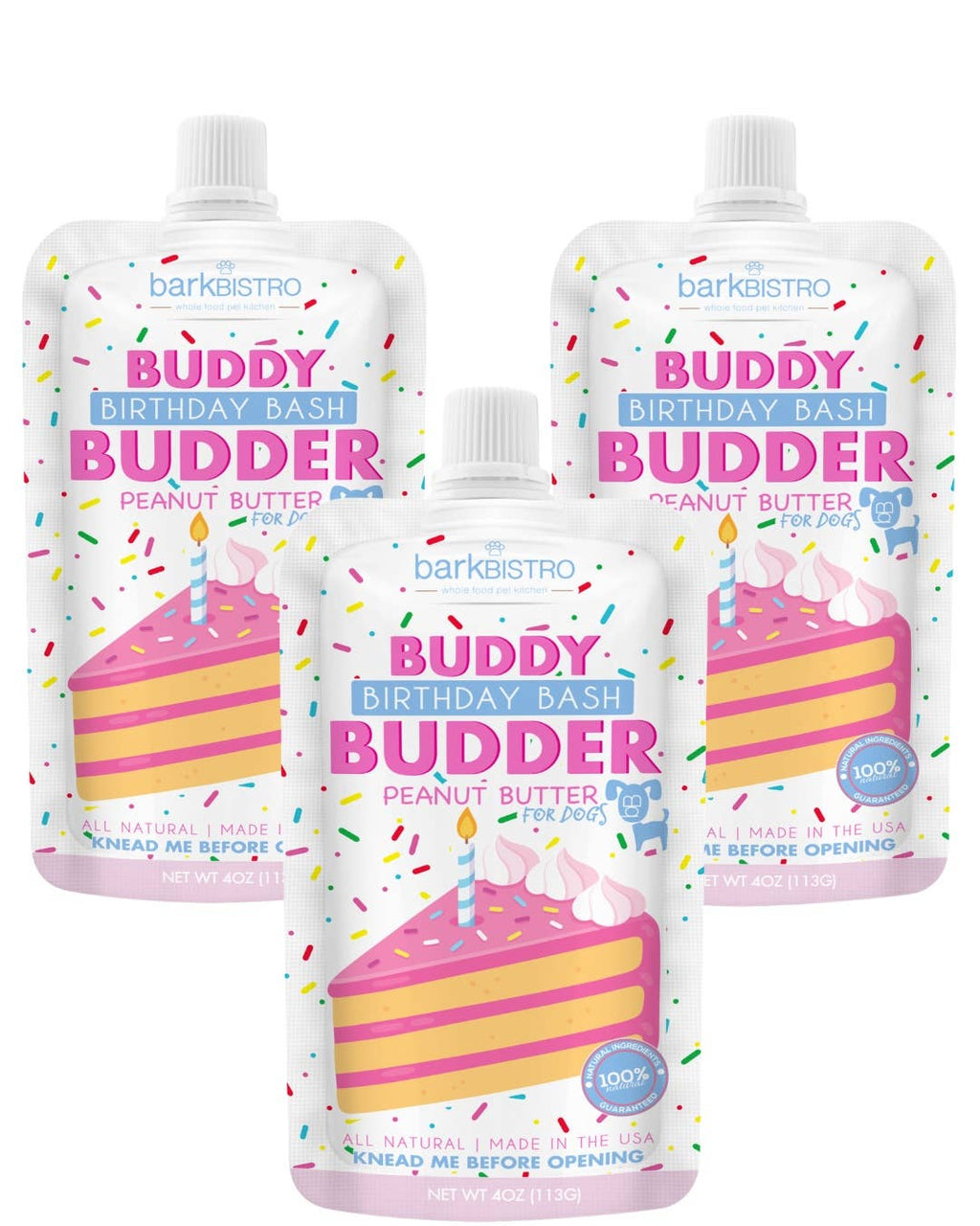 Dog Peanut Butter - 4oz Squeeze Packs Birthday Bash Budder