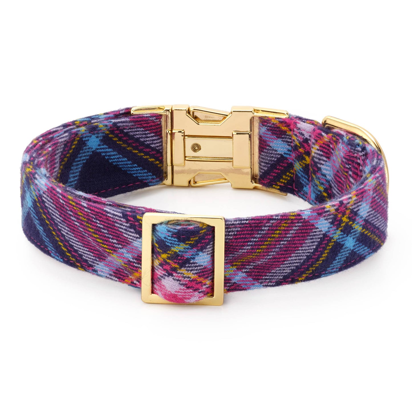 Camilla Plaid Flannel Fall Dog Collar: Gold