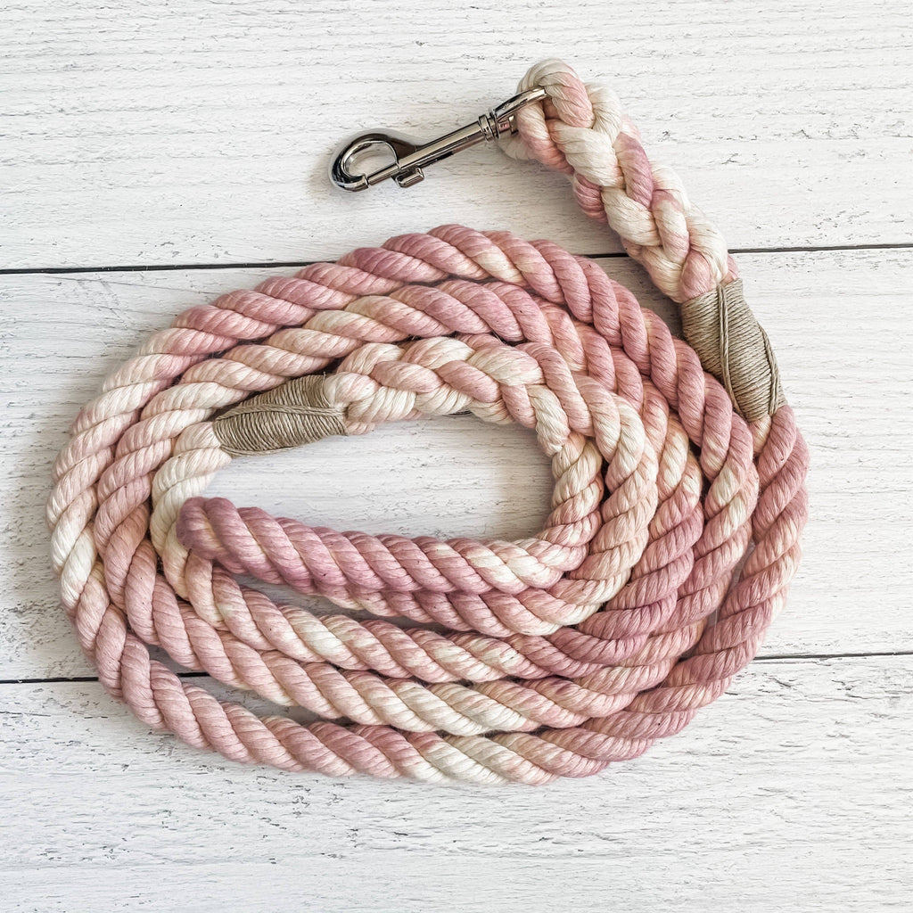 Powder Pink Leash: 4 Feet / Solid / 3/8 Inch
