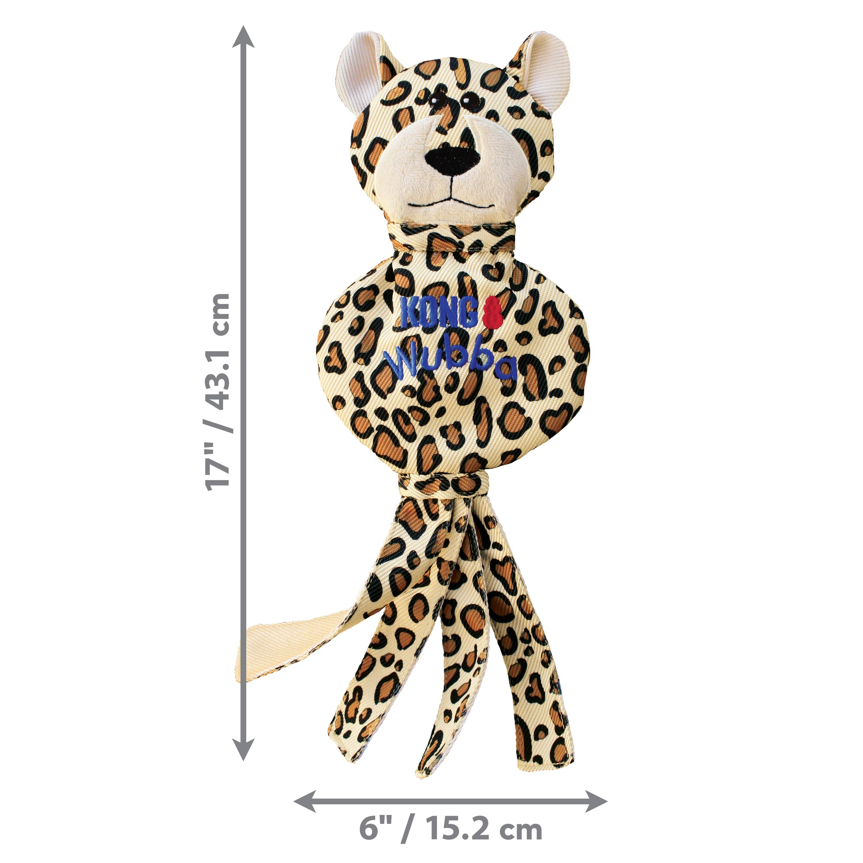 KONG® Wubba No Stuff Cheetah Dog Tug Toy Large