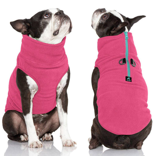 Half Zip-Up Fleece Vest: Pink