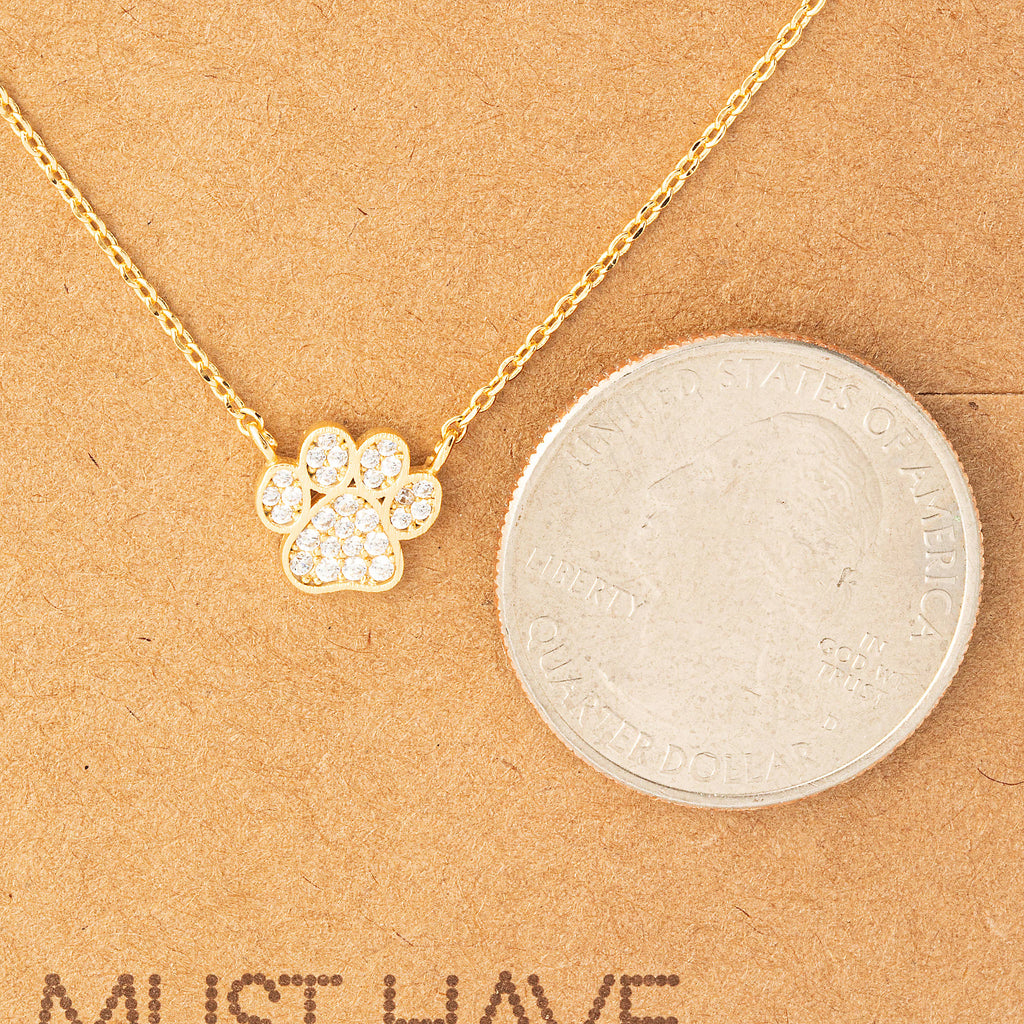 Gold Dipped Dog Paw Print Charm Necklace: G