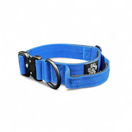 Blue Tactical Style Dog Collar: Large 1.5" x 18"-26"