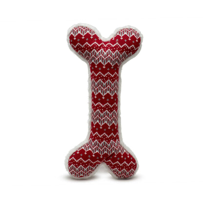 Nordic Frost Plush Bone Dog Toy: Red / 2'