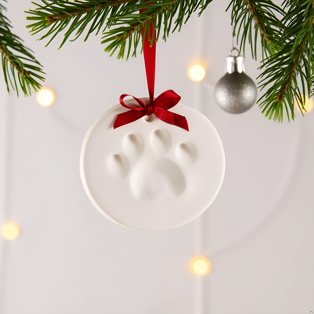 Pet Pawprint Christmas Keepsake Ornament