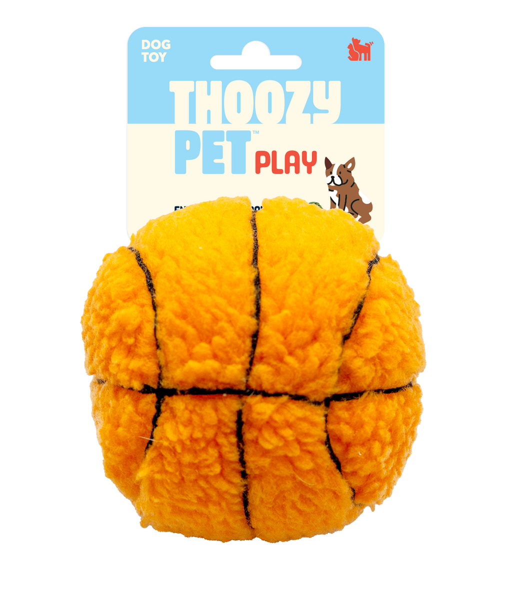 ThoozyPet Basketball Plush Dog Toy 4"