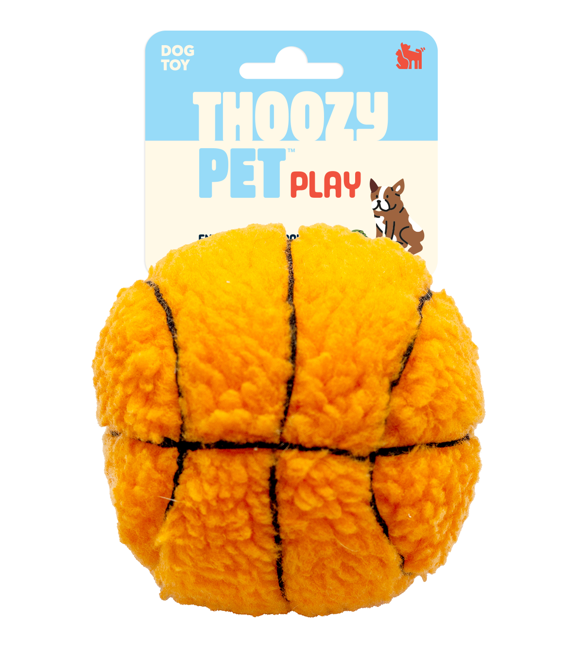 ThoozyPet Basketball Plush Dog Toy 4"