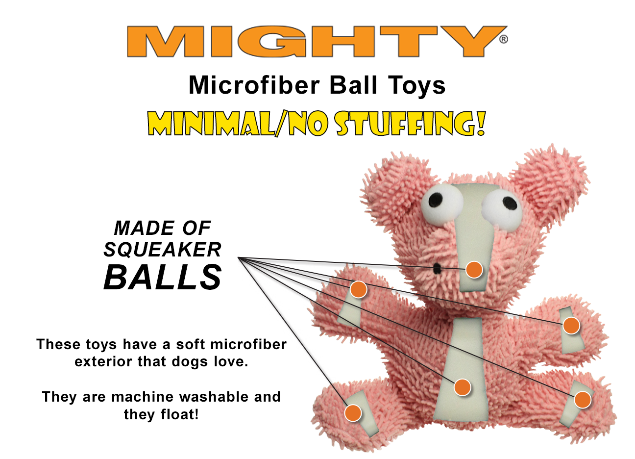 Mighty Jr Microfiber Ball Pig, Durable, Squeaky Dog Toy - Small