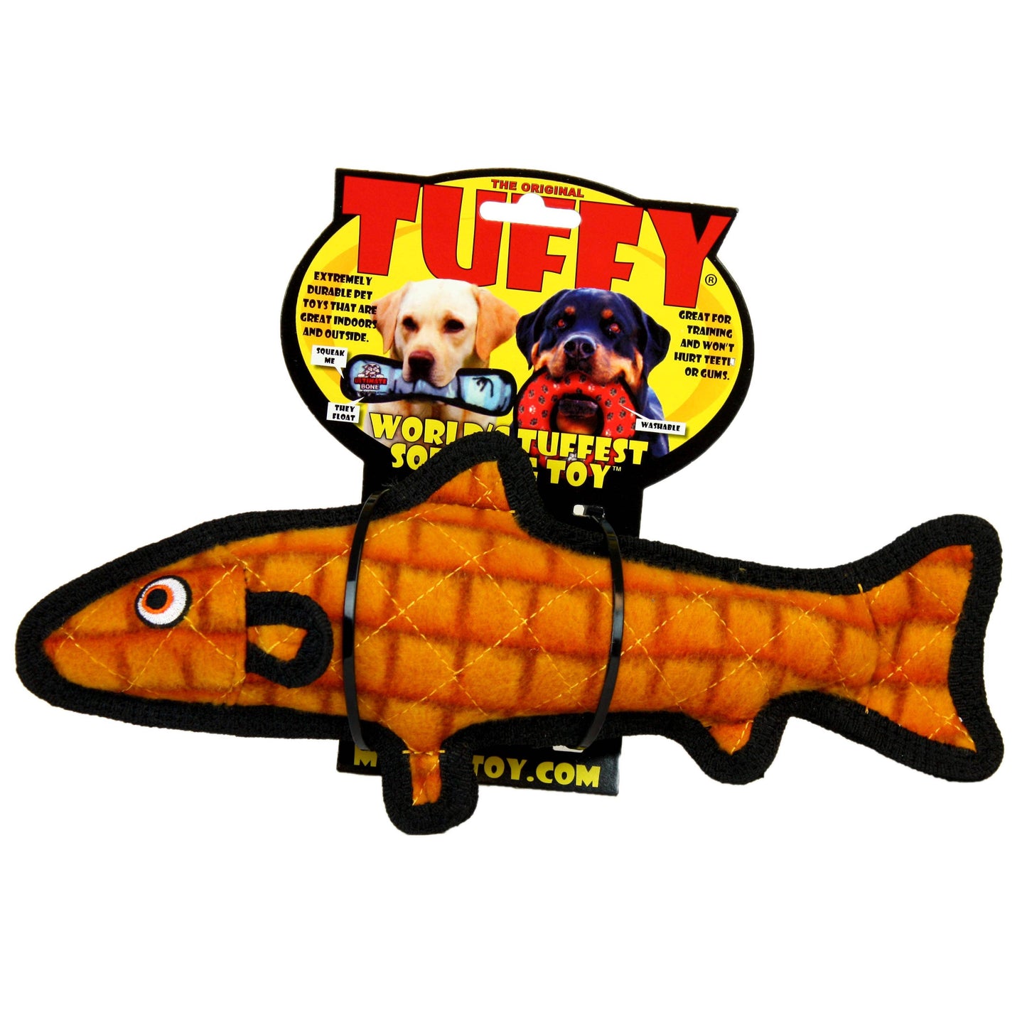 Tuffy Ocean Trout - Orange, Durable, Tough, Squeaky Dog Toy