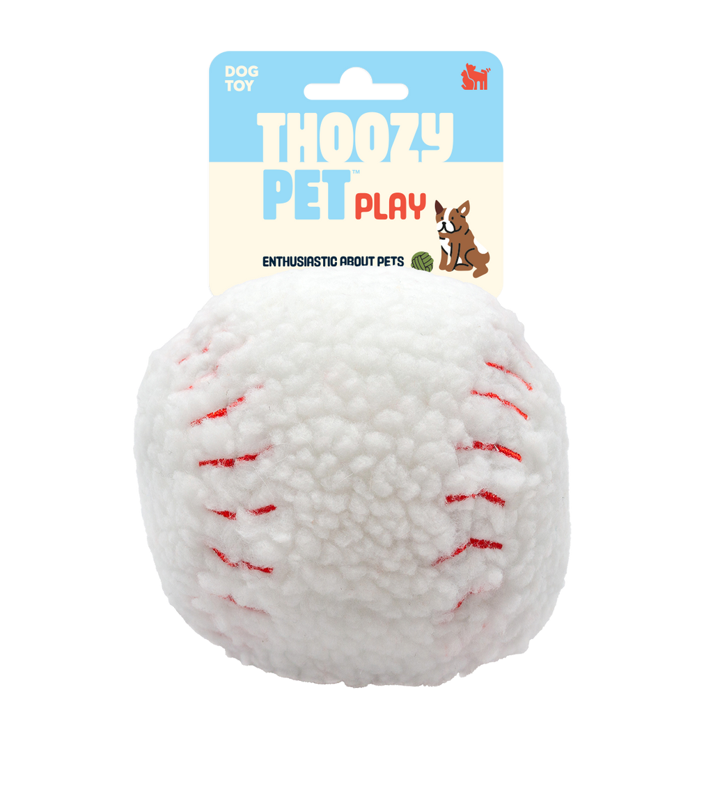 ThoozyPet Baseball Plush Dog Toy 4"
