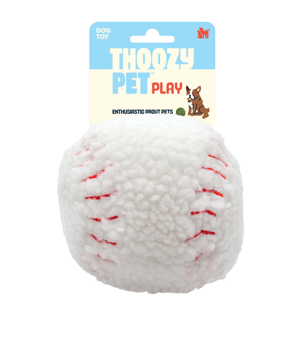 ThoozyPet Baseball Plush Dog Toy 4"