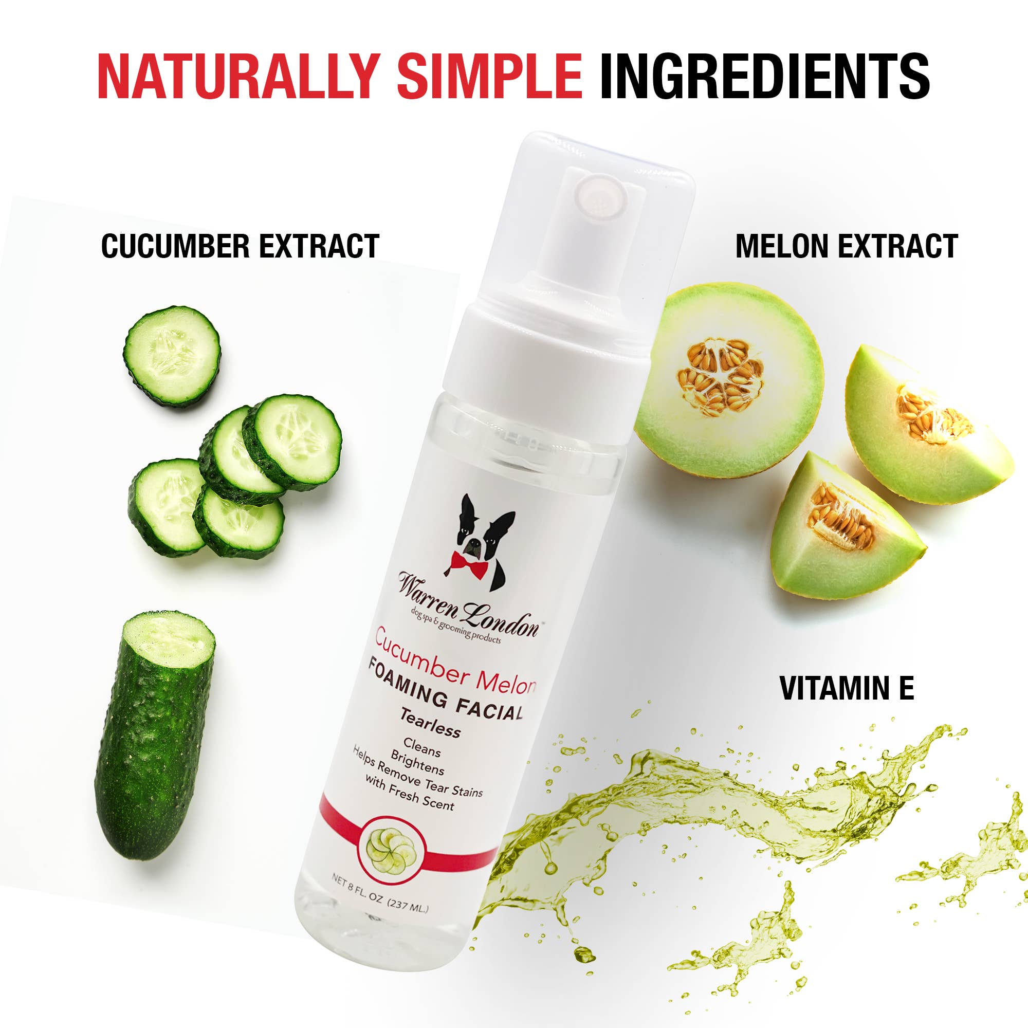 Tearless  Shampoo for Dog Faces - Cucumber Melon - 2 Sizes: 8oz