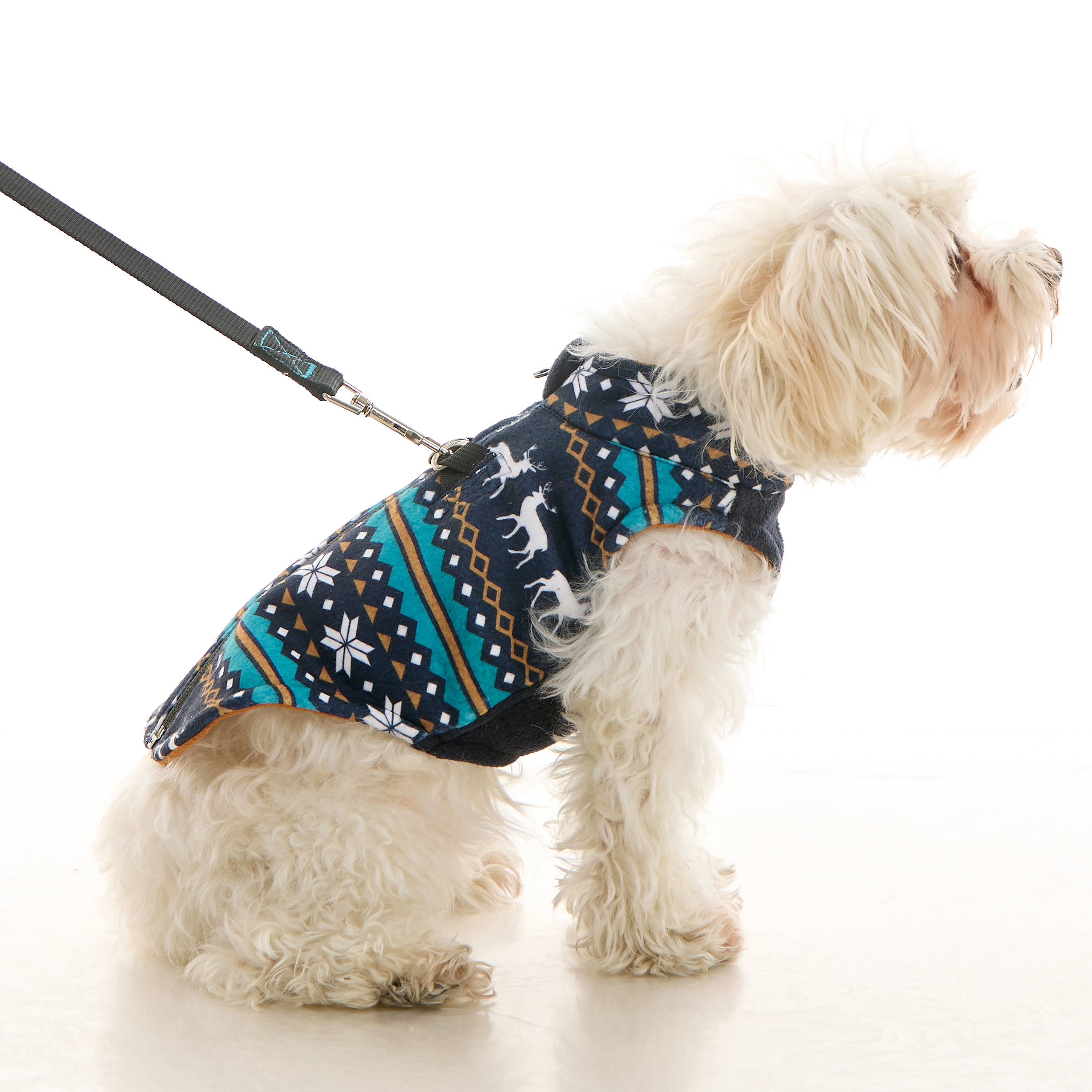 Zip Up Fleece Deer Blue