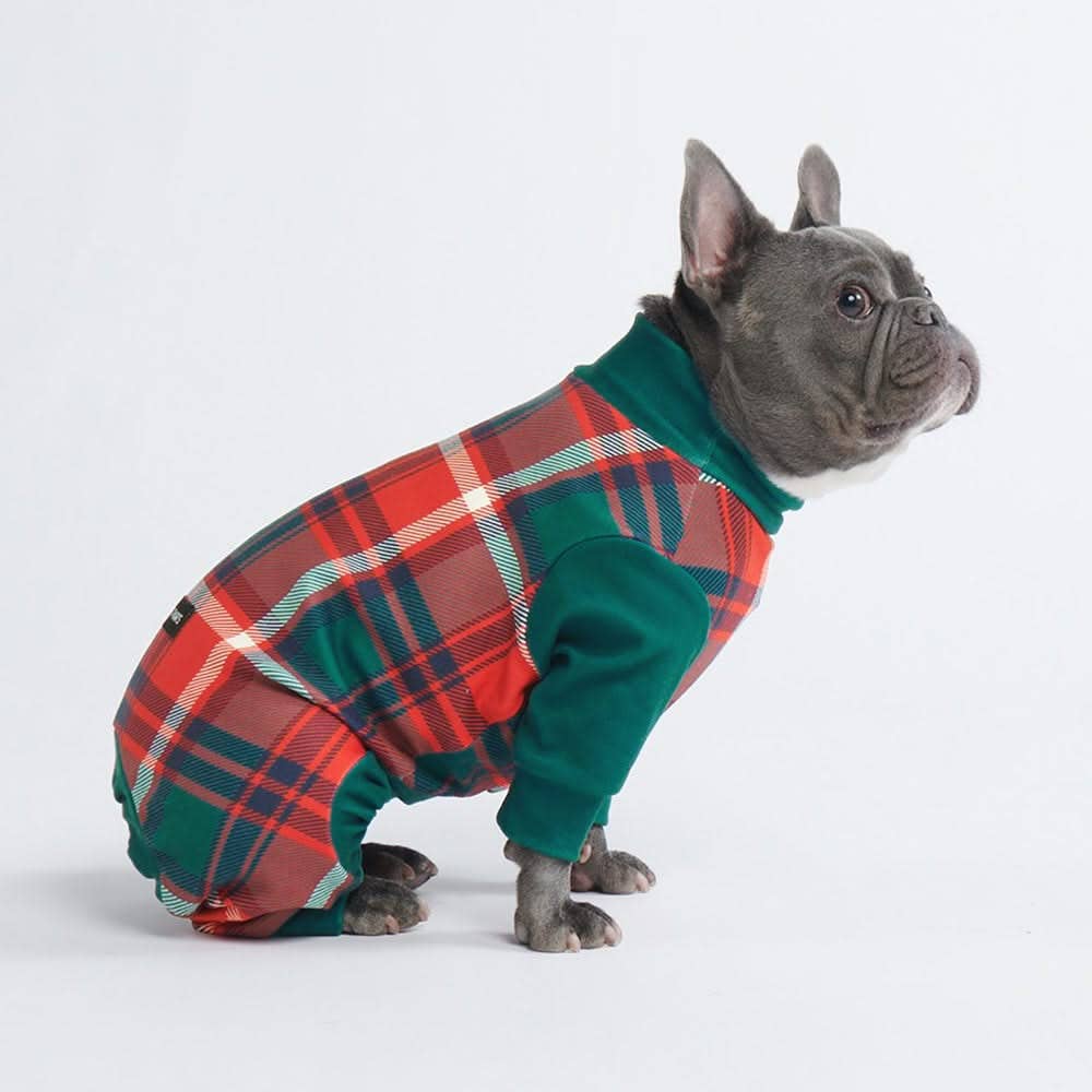 Christmas Dog Pajama - Green and Red Plaid