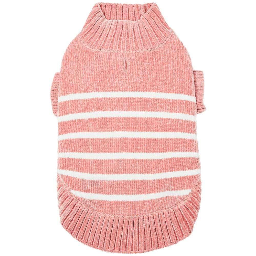 Dog Sweater, Chenille Classy Striped Sweater, Dusty Rose