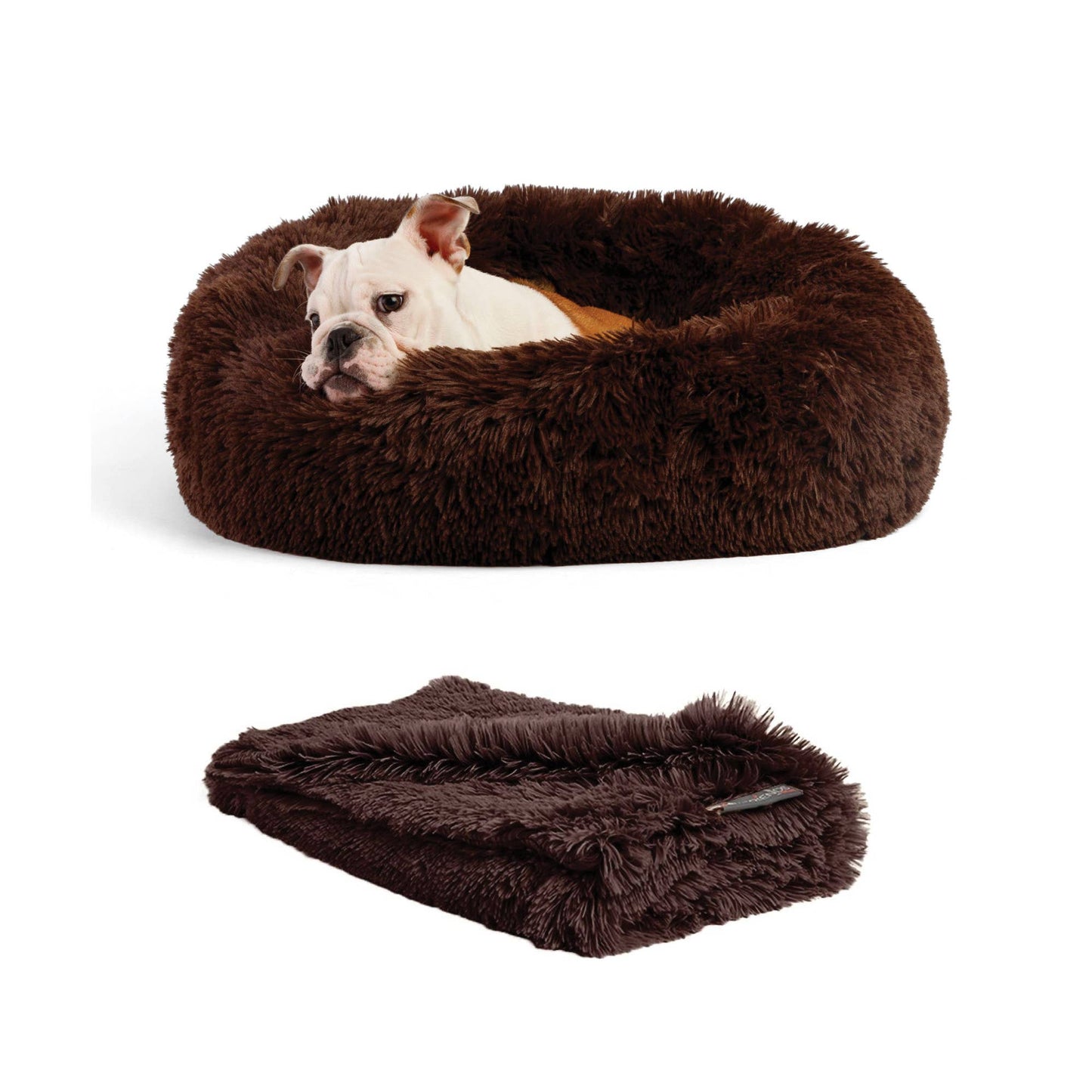 Donut Shag Bundle Bed and Blanket Dark Chocolate 23"x23"