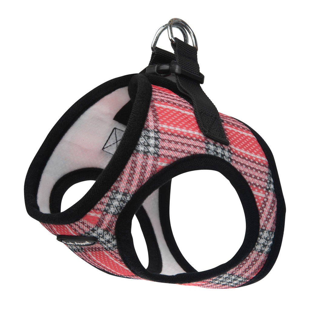 Plaid Mesh Step in Harness: Coral Red Plaid