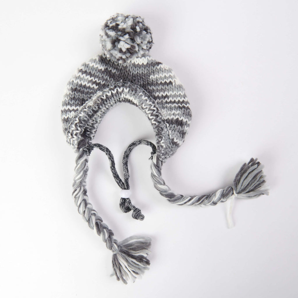 Knit Pom Pom Dog Beanie Hat - Salt and Pepper: M (15-45lbs/7-20kg)