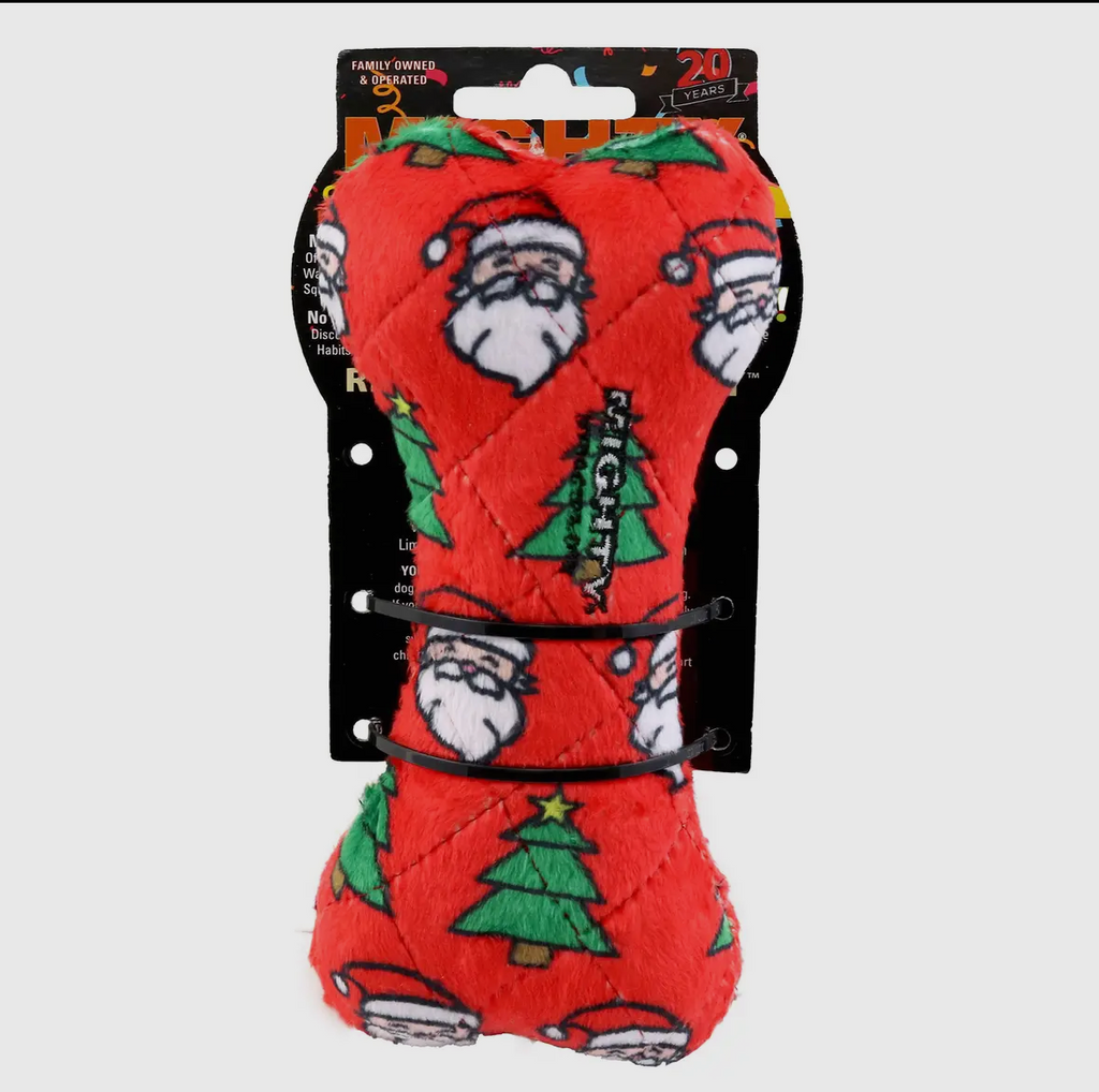 Mighty Bone- Medium Christmas Squeaky Dog Toy, No Stuffing