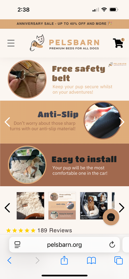 Pelsbarn Protecting Car Bed: Beige XL