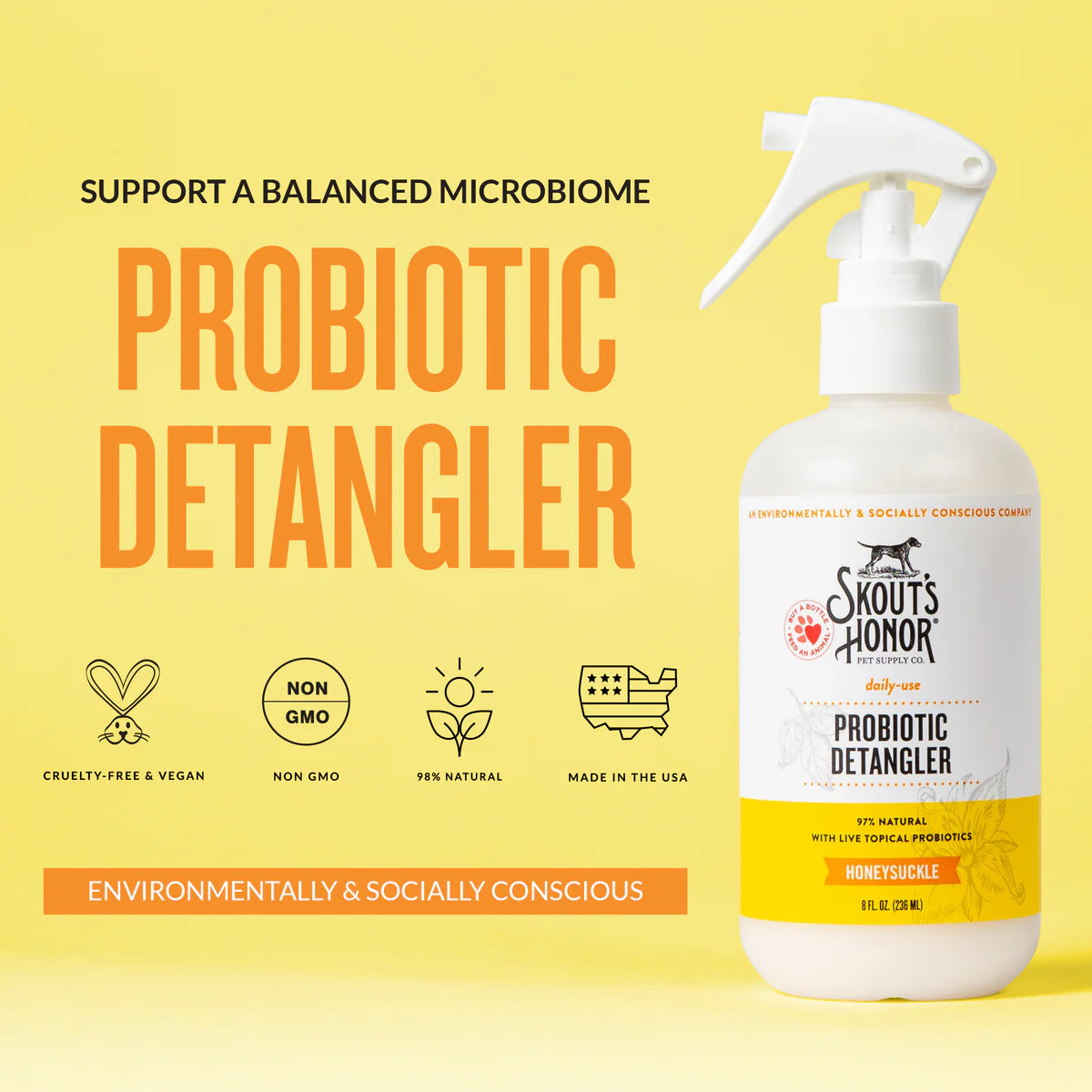 Skout's Honor Probiotic Daily Use Detangler Honeysuckle 8 oz