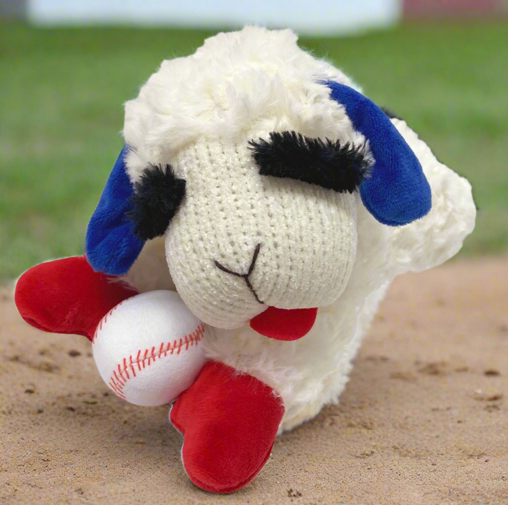 Multipet Baseball Lamb Chop Plush Dog Toy 10.5"