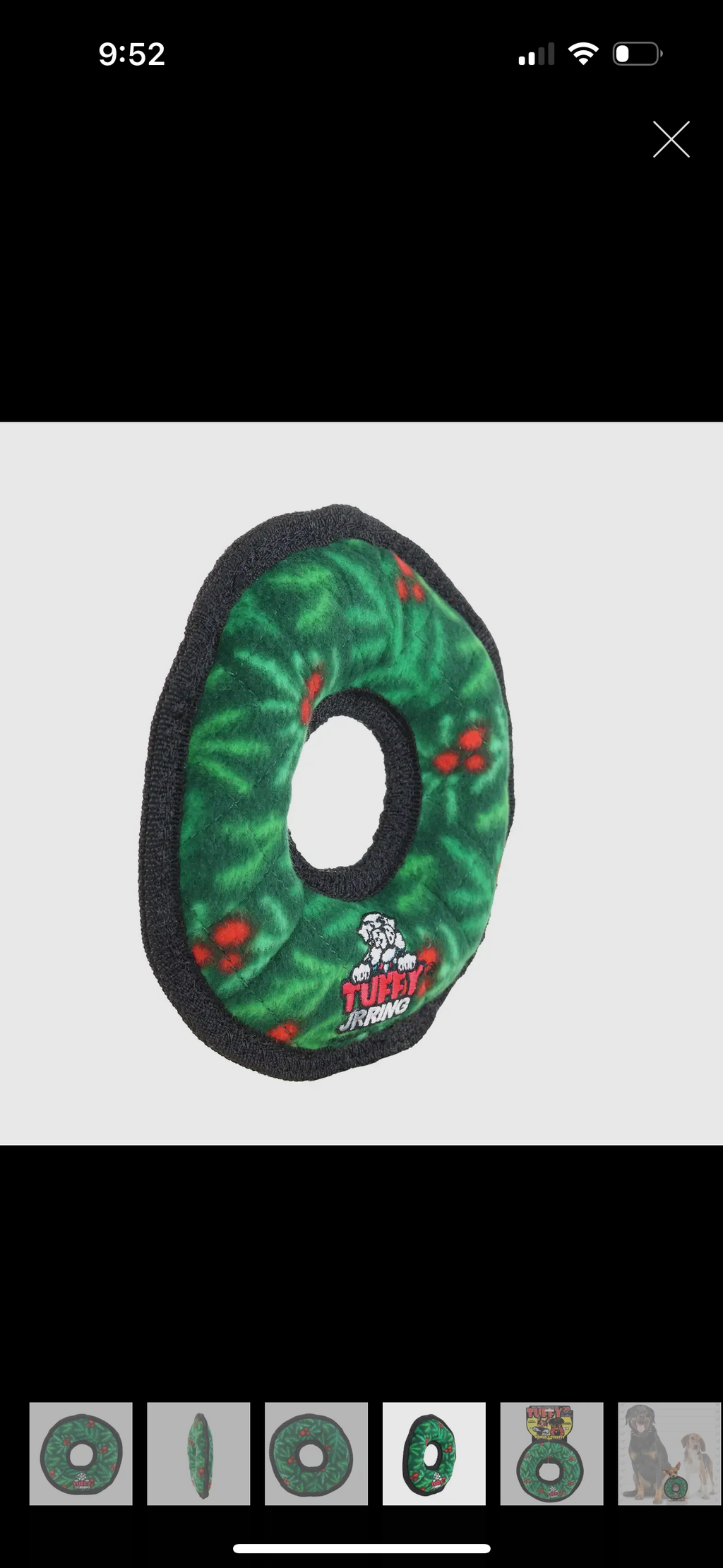 Tuffy Jr Ring Wreath, Durable, Squeaky Dog Toy