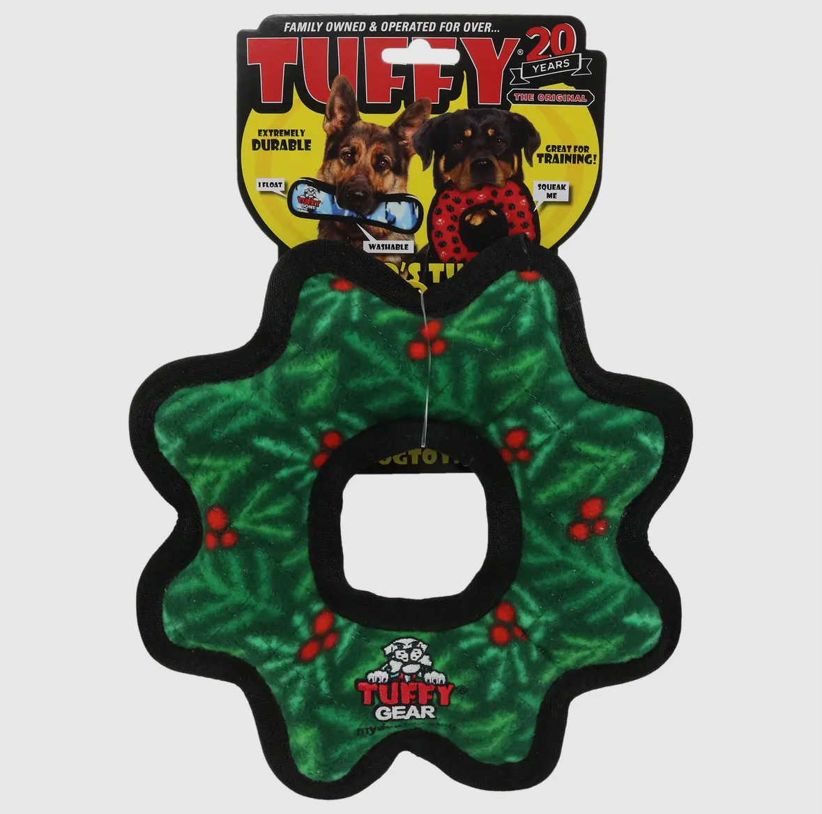 Tuffy Holiday Medium Gear Ring Wreath, Durable Dog Toy