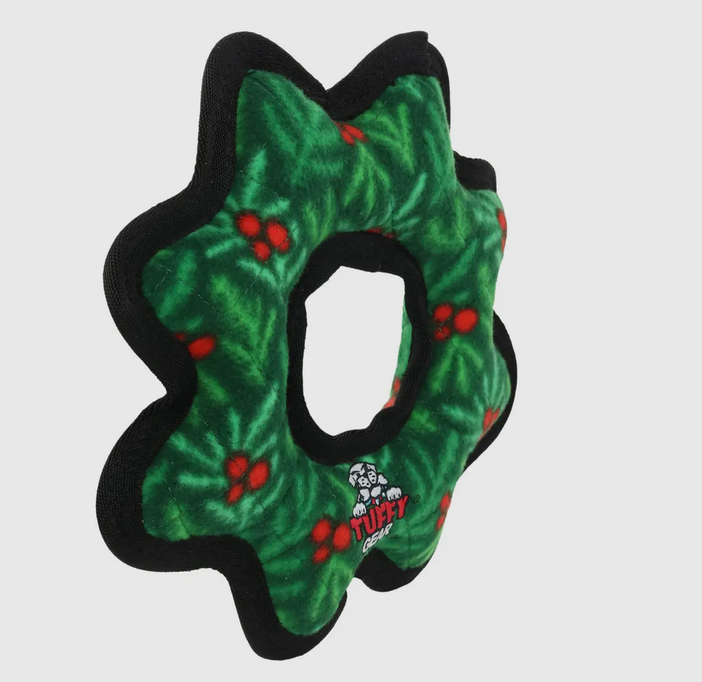 Tuffy Holiday Medium Gear Ring Wreath, Durable Dog Toy