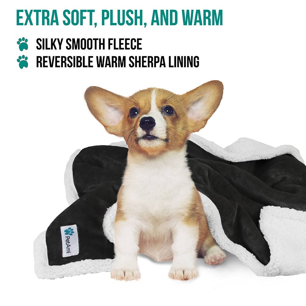 Waterproof Fleece Pet Blanket: Charcoal/White / Medium - 40" x 50"