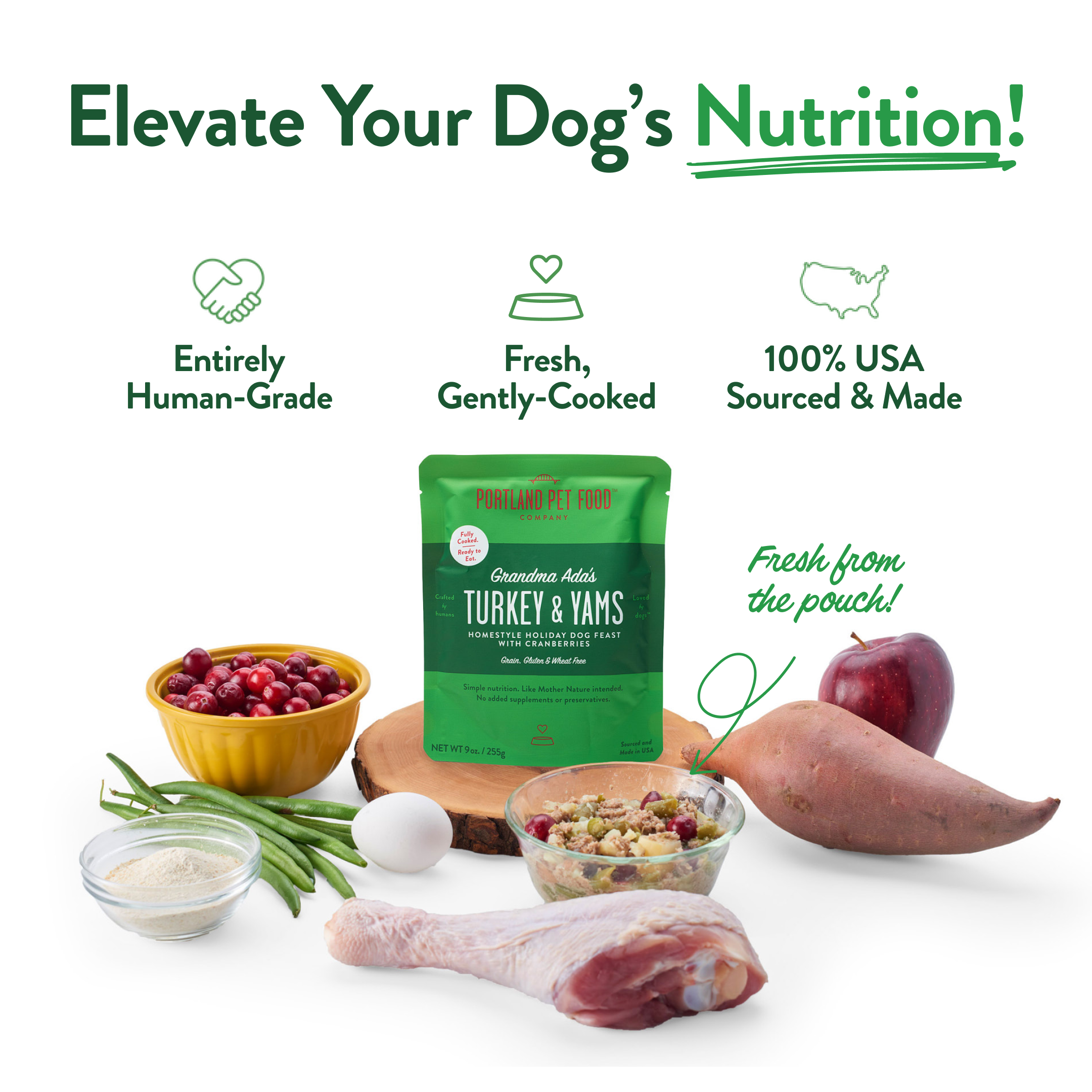 Grandma Ada's Turkey & Yams Human Grade Fresh Pouch: 9 Oz