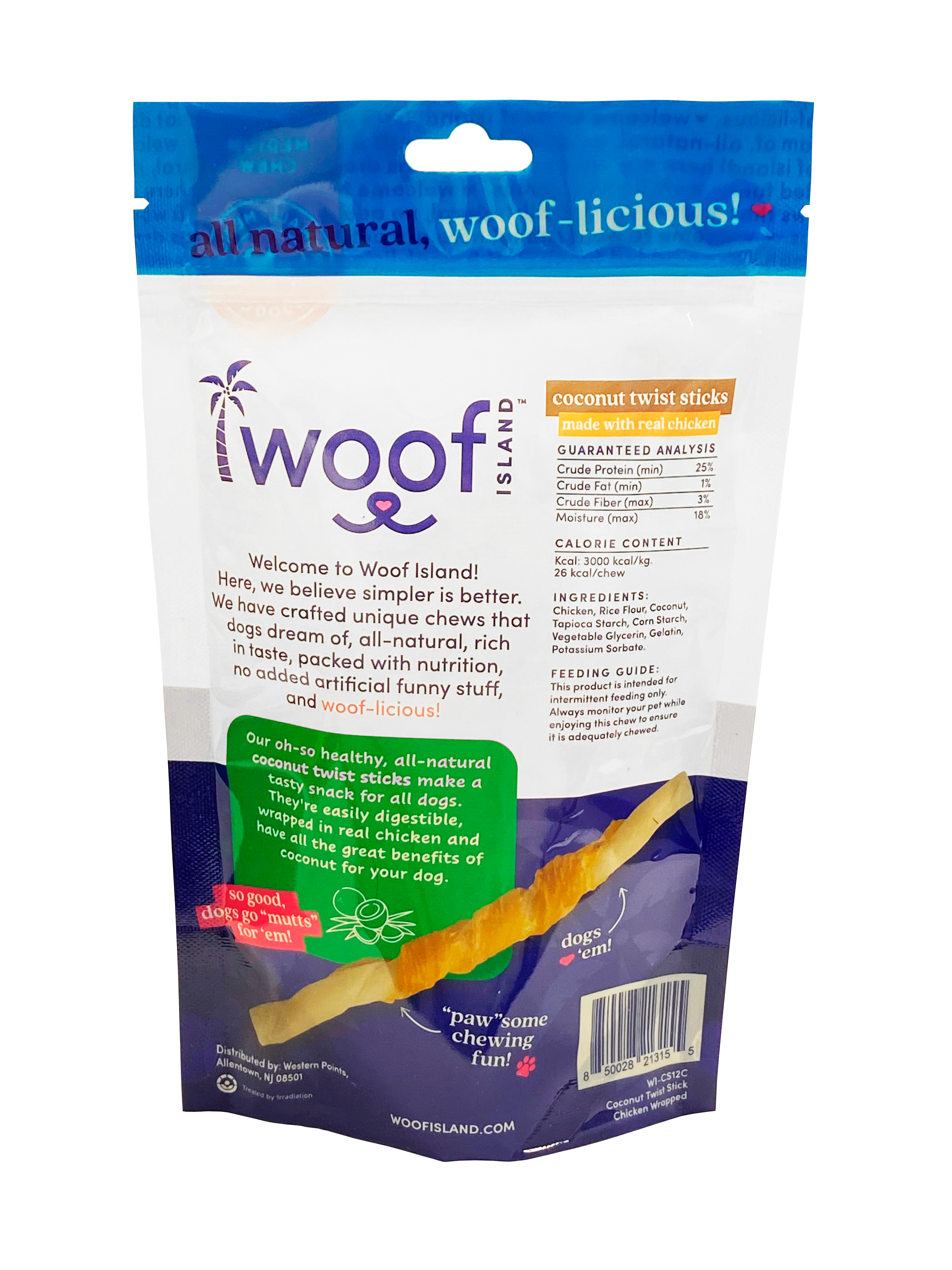 Coconut Dog Twist Treats (With Chicken) 12 Count: Single Bag